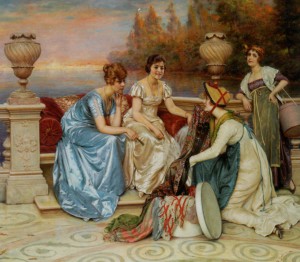 Fabrics merchant and her customers